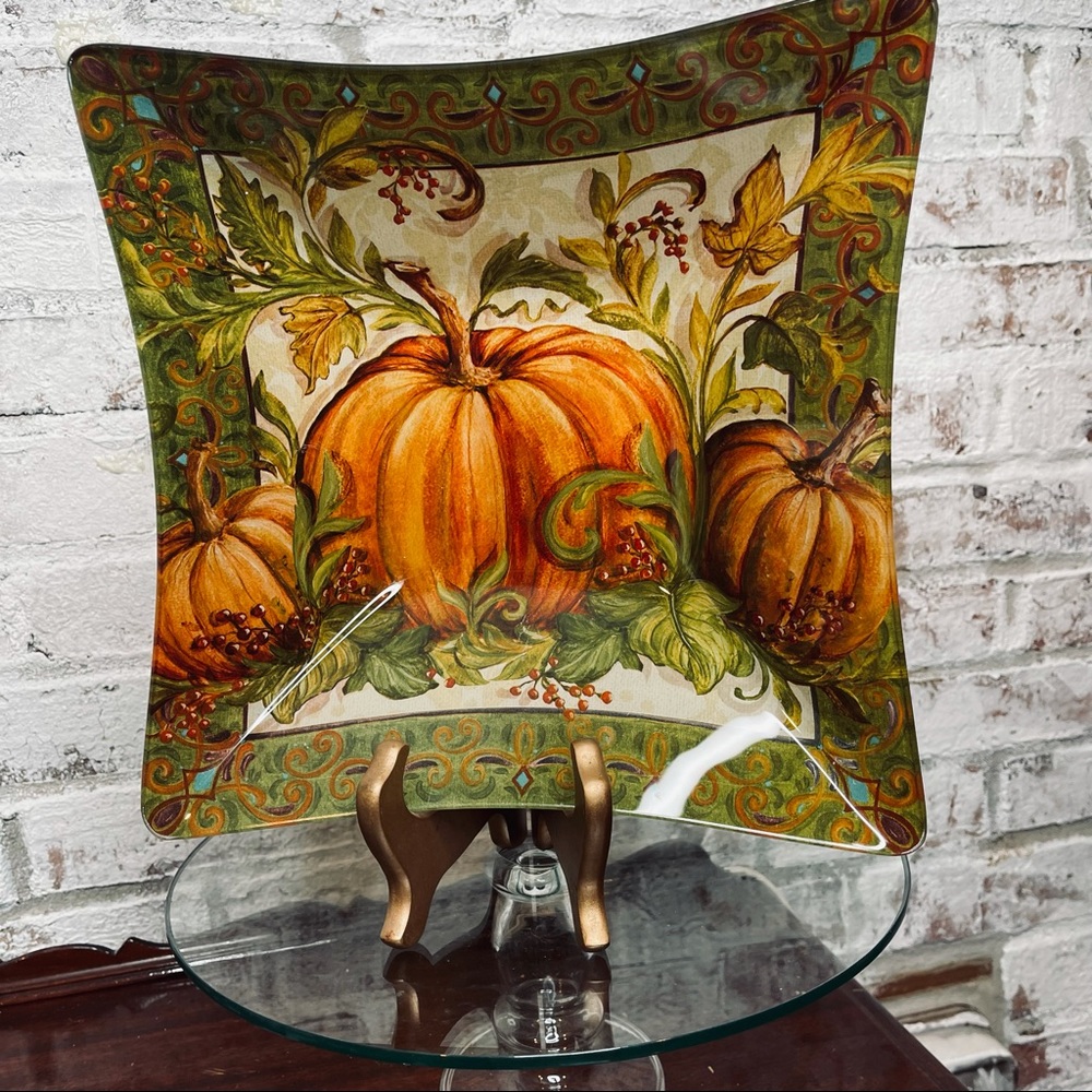 Prima Autum Pumpkin Glass Dish